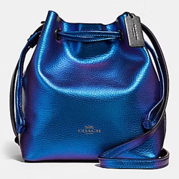 ULTRA RARE! Coach Leather Hologram Iridescent Derby Bucket Bag Great Condition - Picture 1 of 10